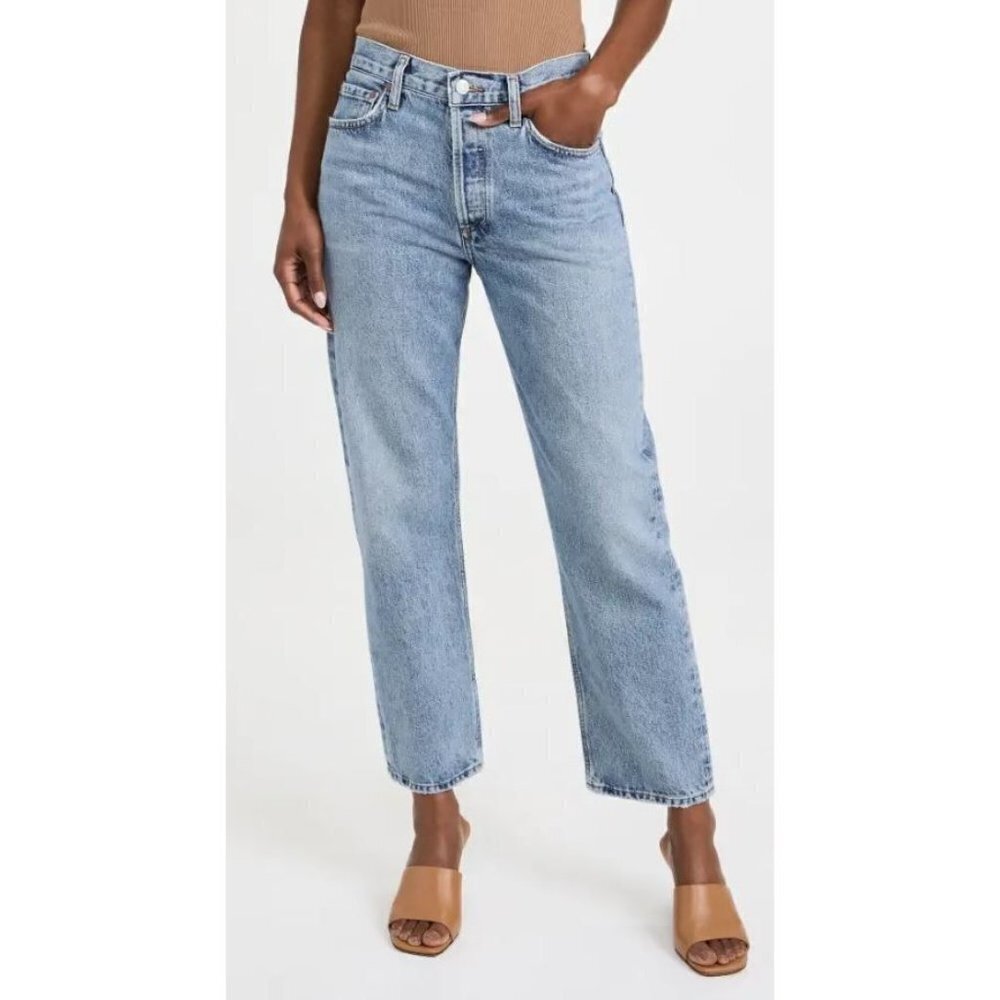 Agolde Wyman Low Rise Vintage Straight Leg Jeans Blue Denim In Ratio Size 33 Nwt